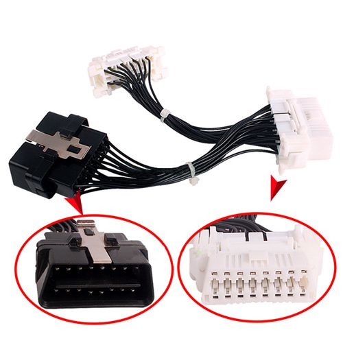 Exposed OBD-II Connector Dual Female OBD-II Converter Cable